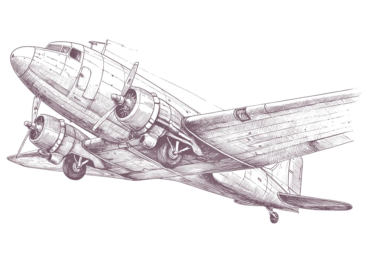 A hand-drawn sketch of an airplane